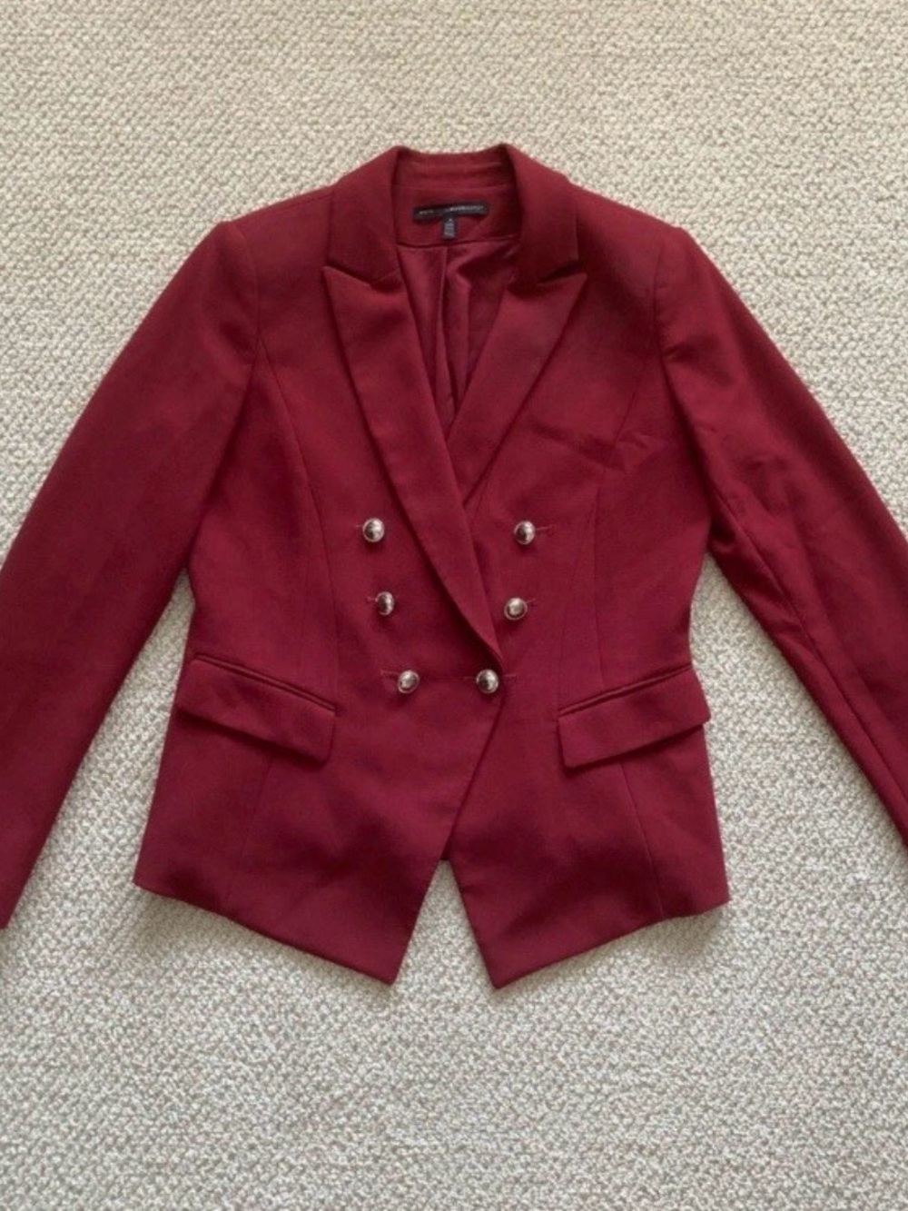 White House Black Market Dark Red Blazer Suit Jacket Double Breasted Size 8 EUC